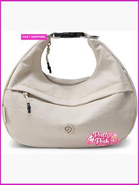 Slouchy Nylon Crescent Crossbody Hobo Bag Small Tote Handbag with Zipper